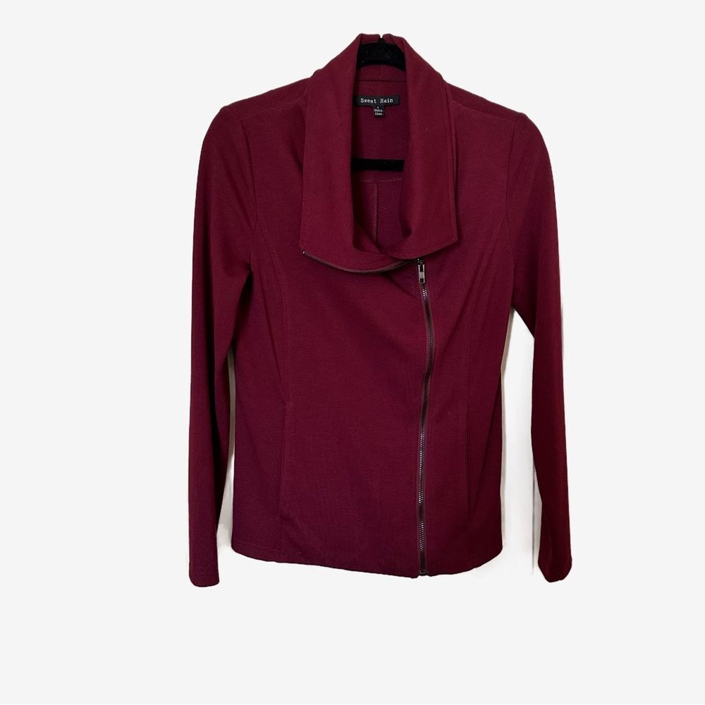 Women’s, Size Large, Lightweight Moto Jacket, Burgandy.  Excellent Condition